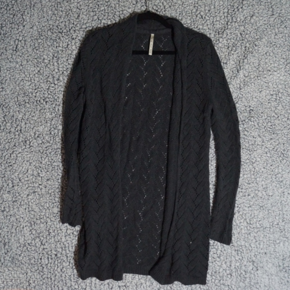 Leo & Nicole Gray Long Open Cardigan